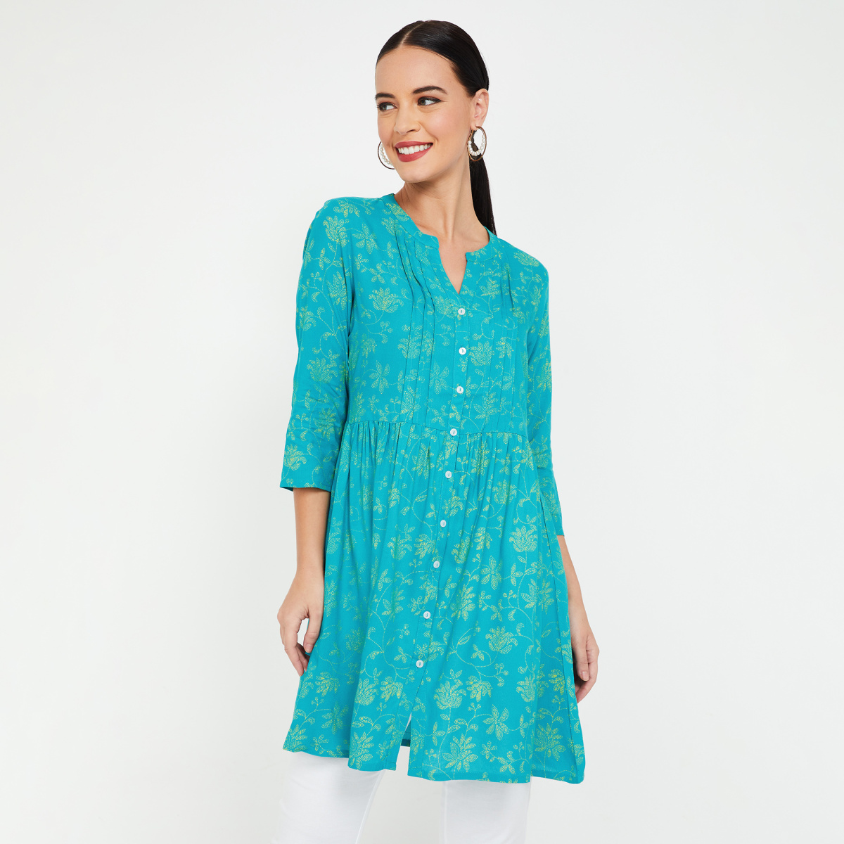 COLOUR ME Printed Tunic with Button Placket