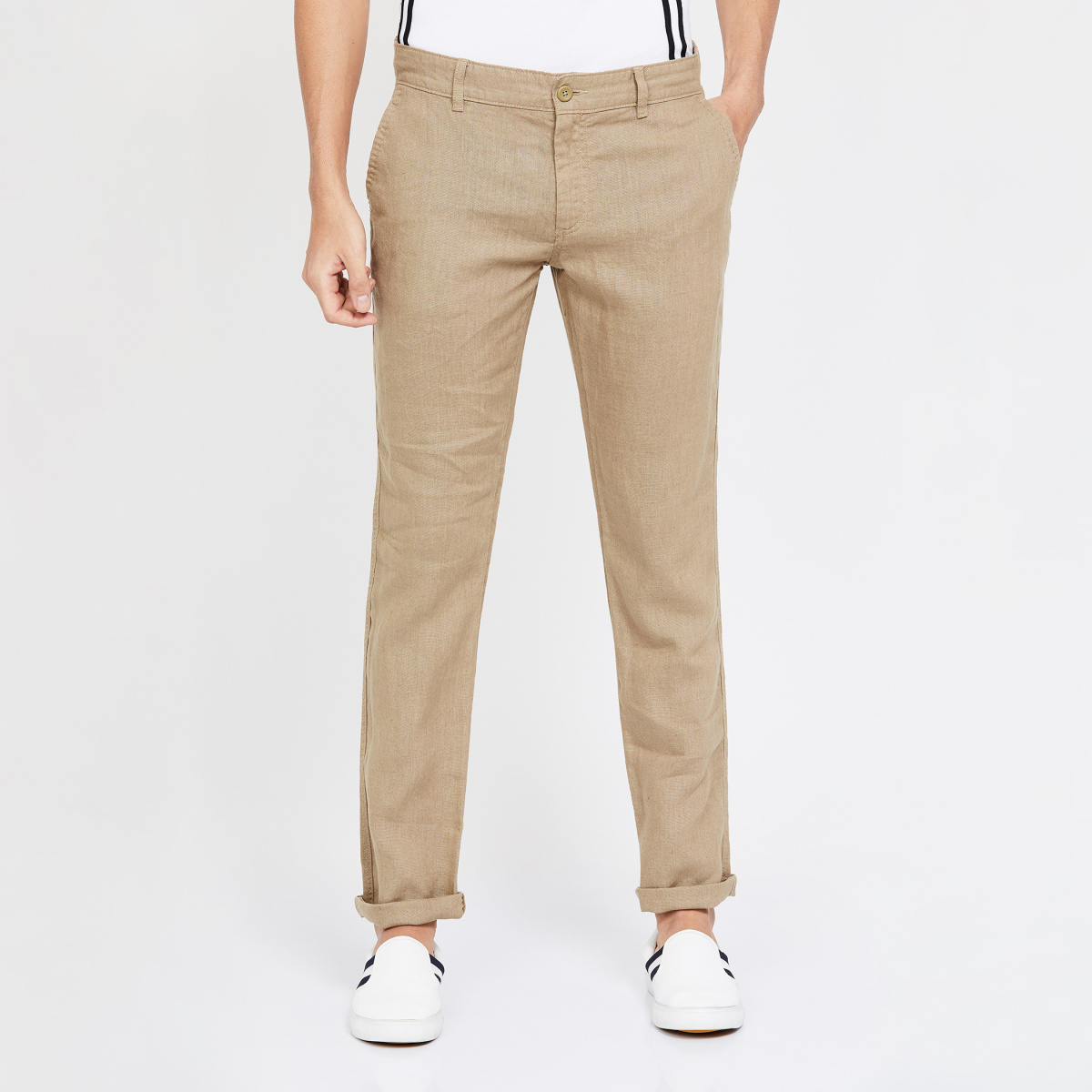 CELIO Textured Slim Tapered Casual Trousers