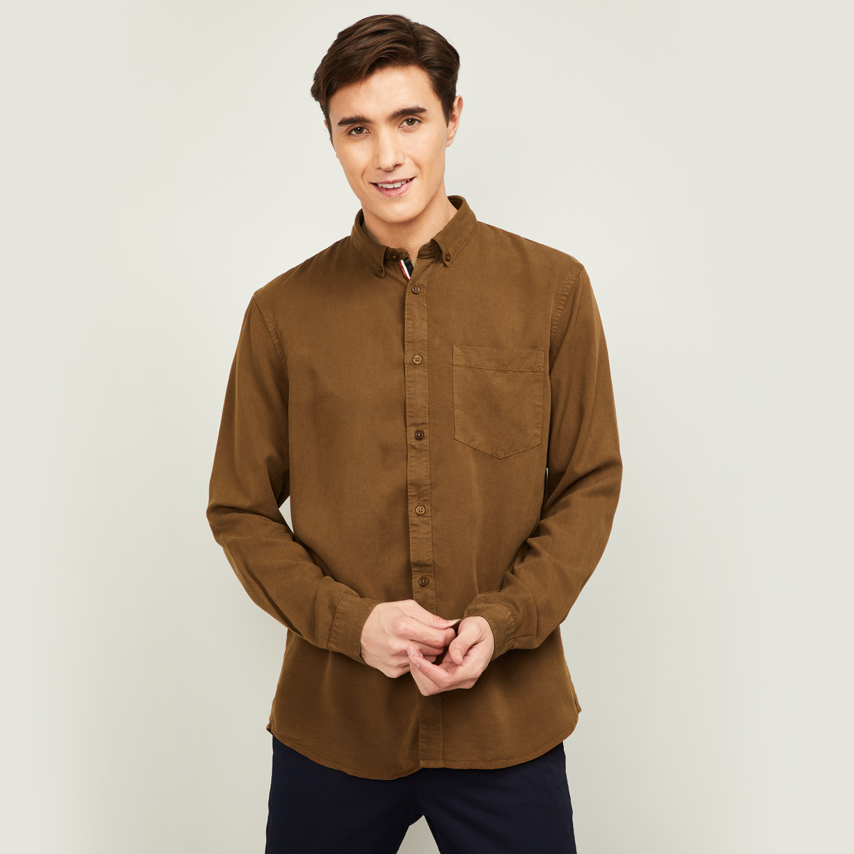 CELIO Men Solid Full Sleeves Regular Fit Casual Shirt