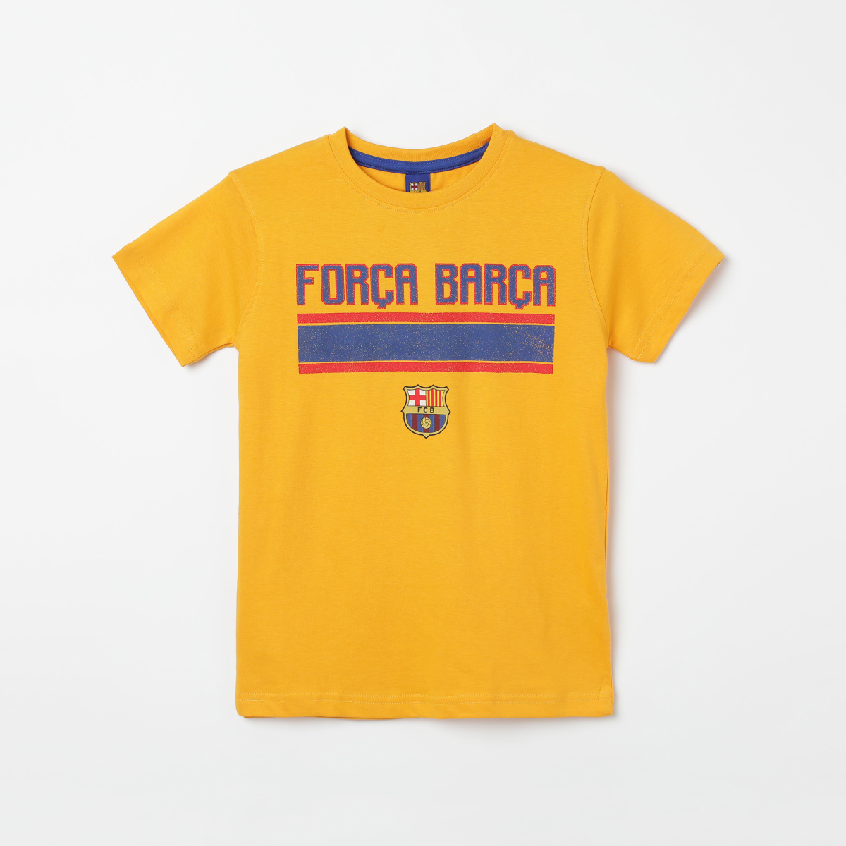 FC BARCELONA Typographic Print Crew Neck T-shirt