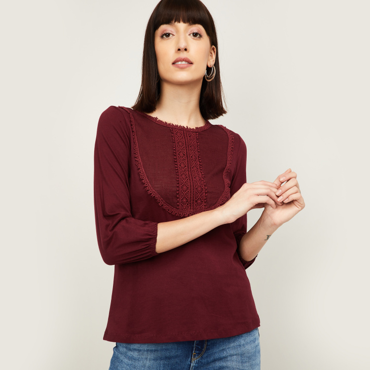 

FAME FOREVER Women Embroidered Top, Red