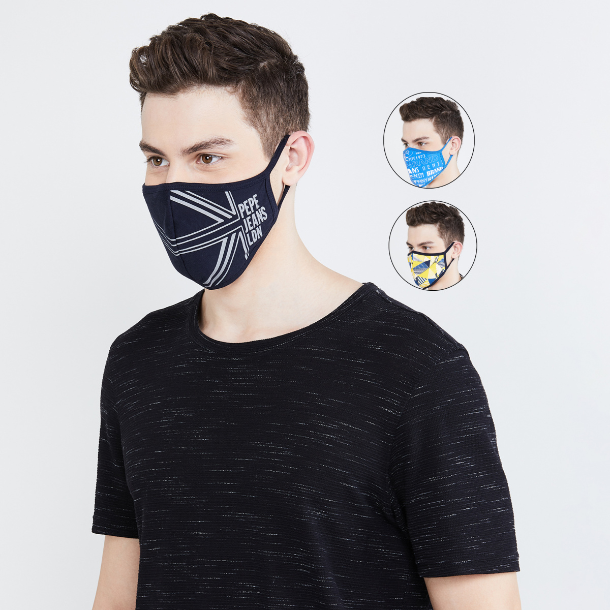 PEPE JEANS Men Printed Anti-Viral Reusable Masks - Pack of 3 Pcs.