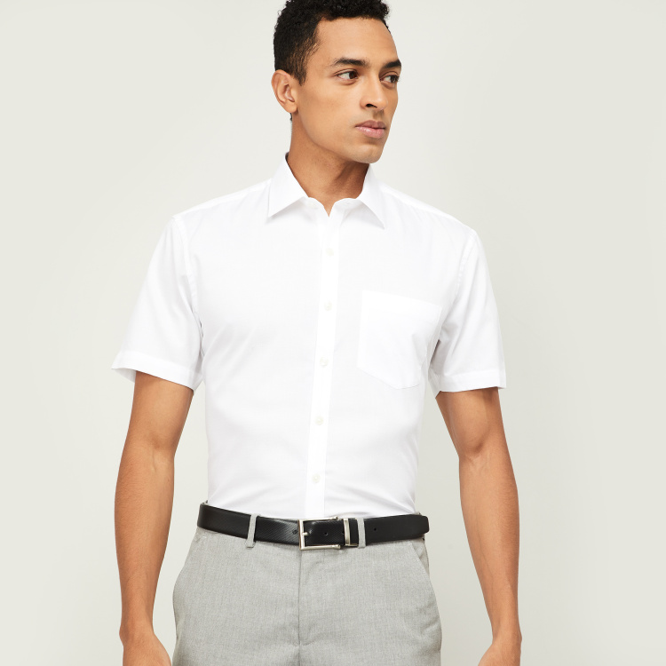 

CODE Men Solid Regular Fit Formal Shirt with Short Sleeves, White