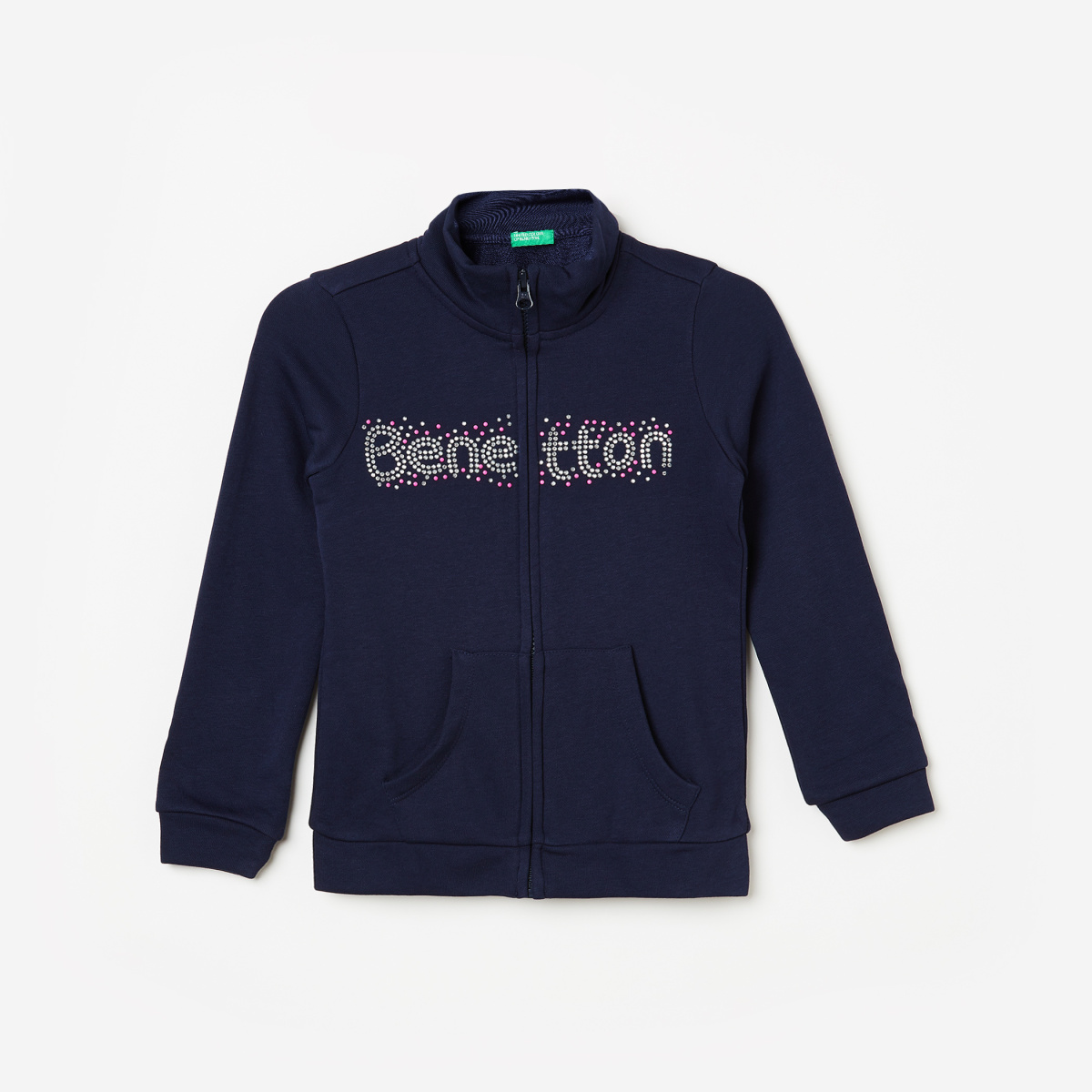 UNITED COLORS OF BENETTON Girls Embellished Zip-Front Hoodie