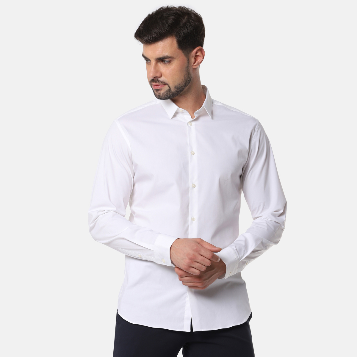 SELECTED Men Solid Full Sleeves Slim Fit Casual Shirt