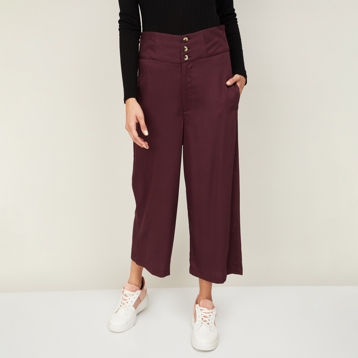 GINGER Women Solid Flared Pants