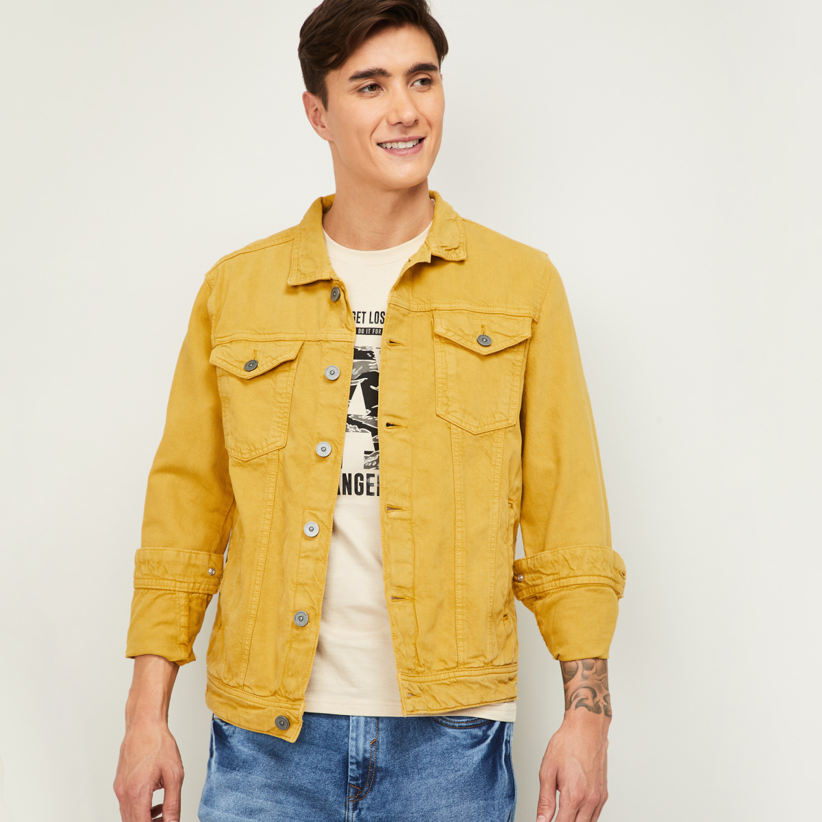Denim Jackets in Yellow color for kids | FASHIOLA INDIA