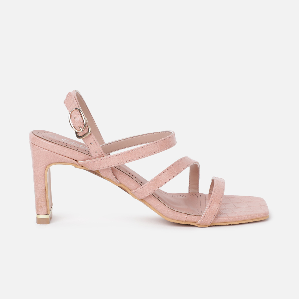 Cream Clear Strap Pointed Toe Block Heels | SHV-SP-84 | Cilory.com