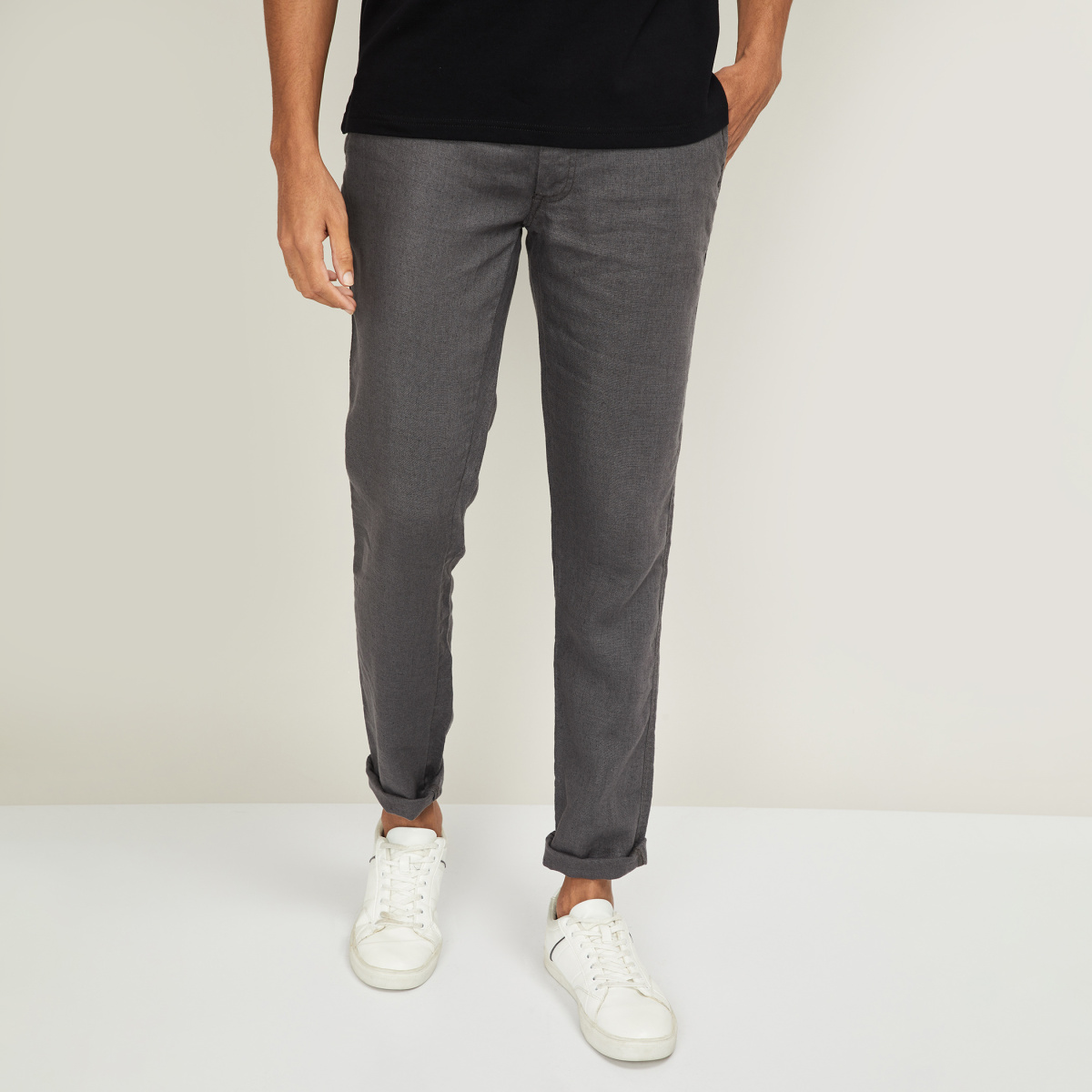 Buy Code Casual Grey Slim Tapered Fit Trousers for Mens Online @ Tata CLiQ