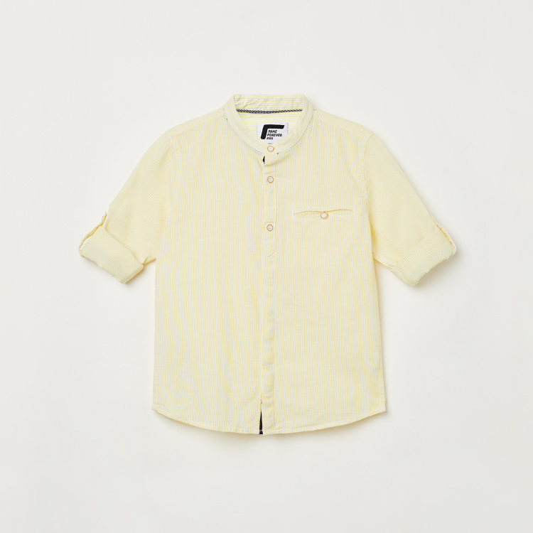 

FAME FOREVER KIDS Boys Striped Slim Fit Shirt, Yellow