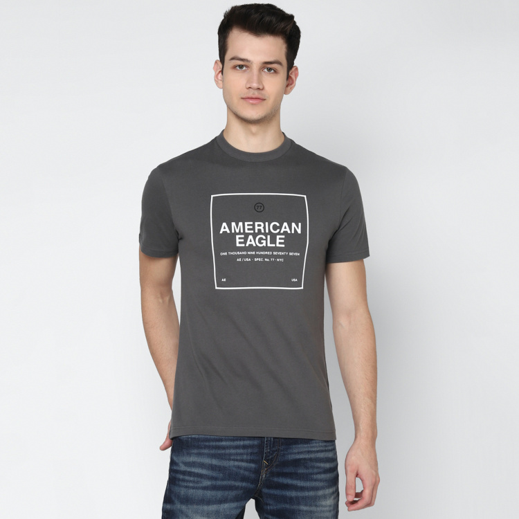

AMERICAN EAGLE Men Printed Crew Neck T-shirt, Grey