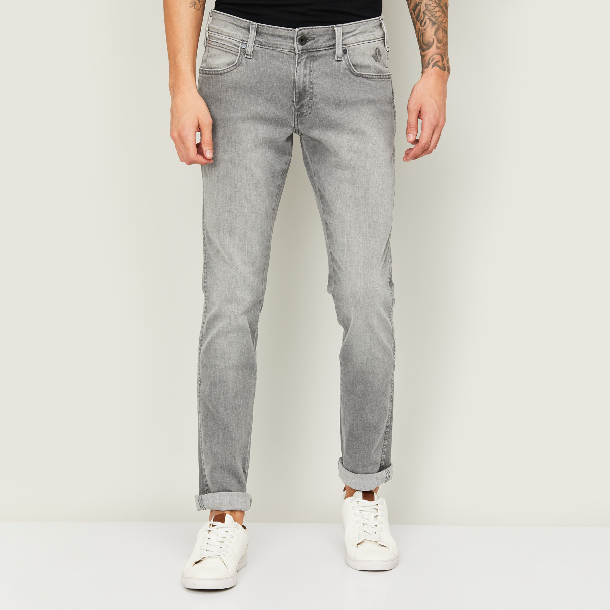 WRANGLER Men Light-Washed Slim Tapered Fit Jeans