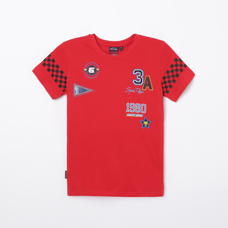

GINI & JONY Boys Printed Crew Neck T-shirt, Red