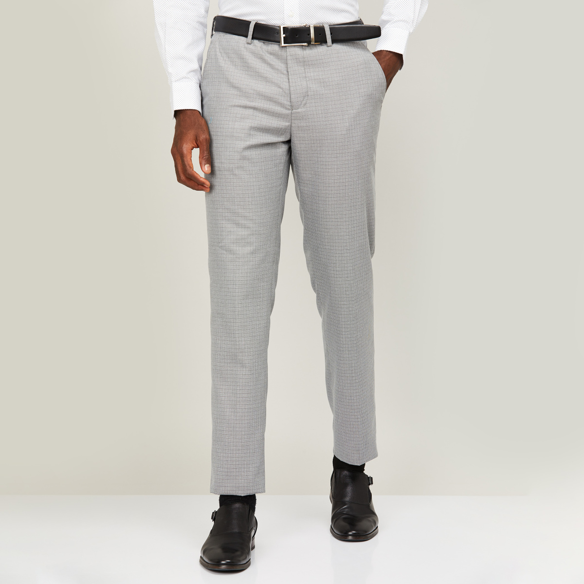 Mens Super Skinny Grey Check Suit Trousers  Boohoo UK