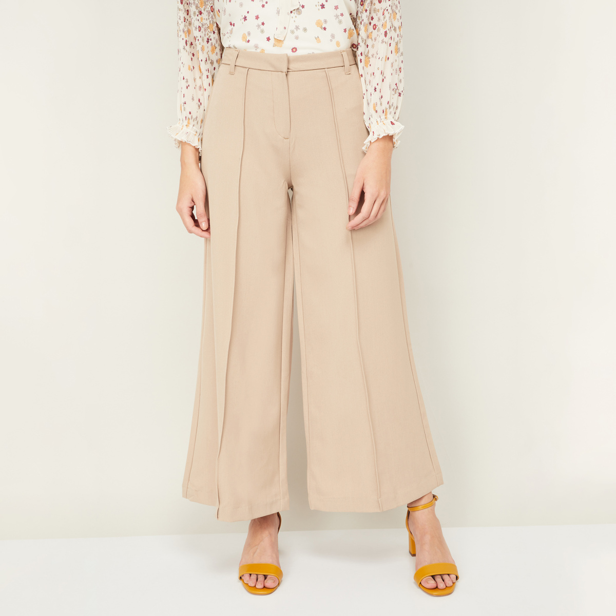 AND Women Solid Flared Trousers