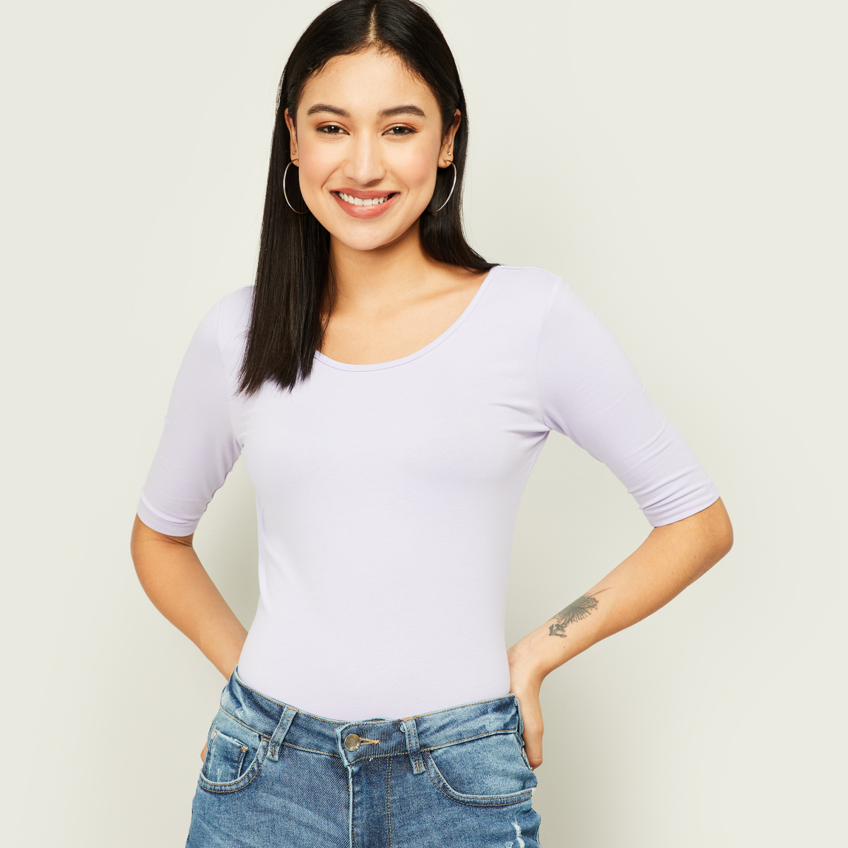 GINGER Women Solid Round Neck Top