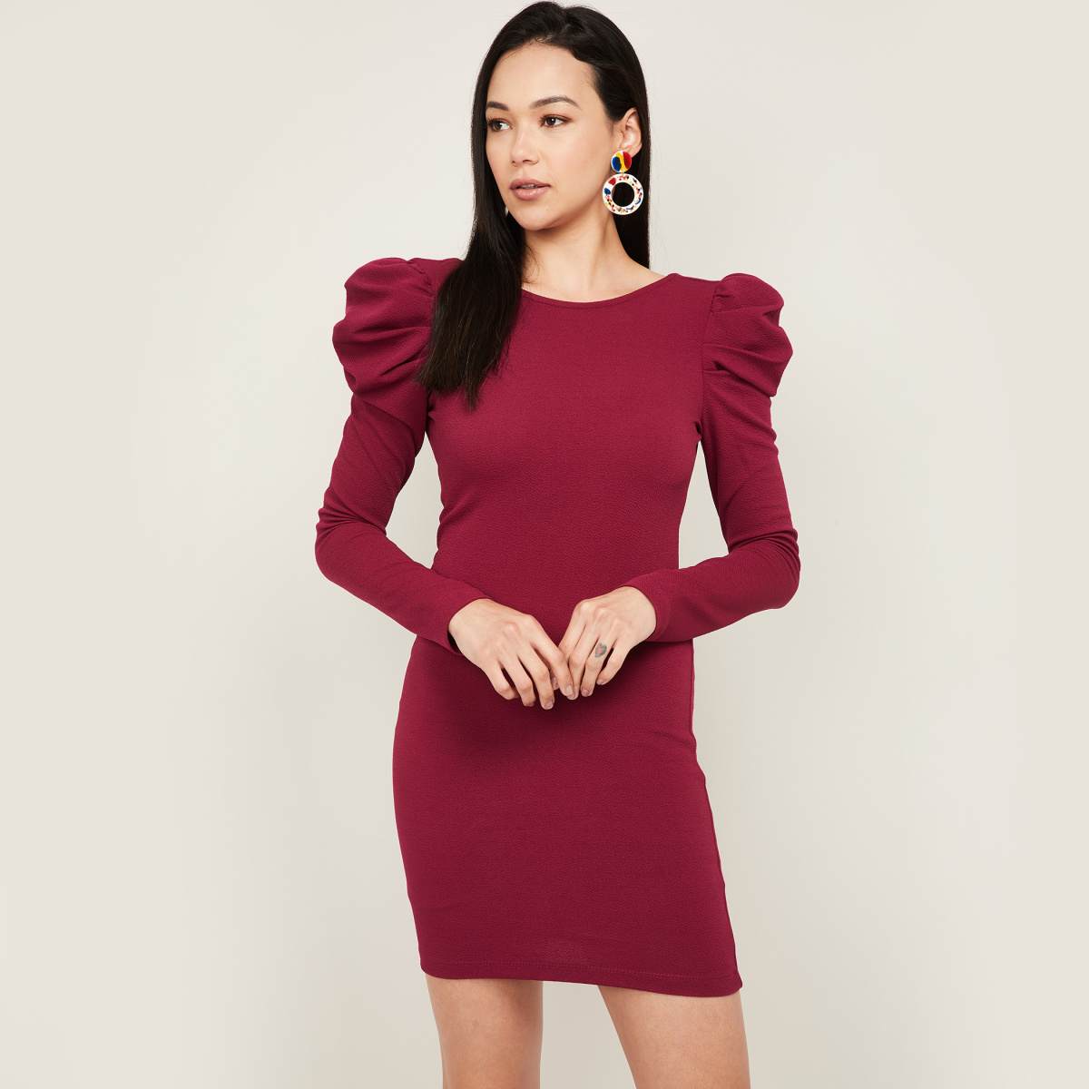 Women night club singers bar sexy dresses red black Pleated waist dress  with open back cutout mini bodycon dresses for female