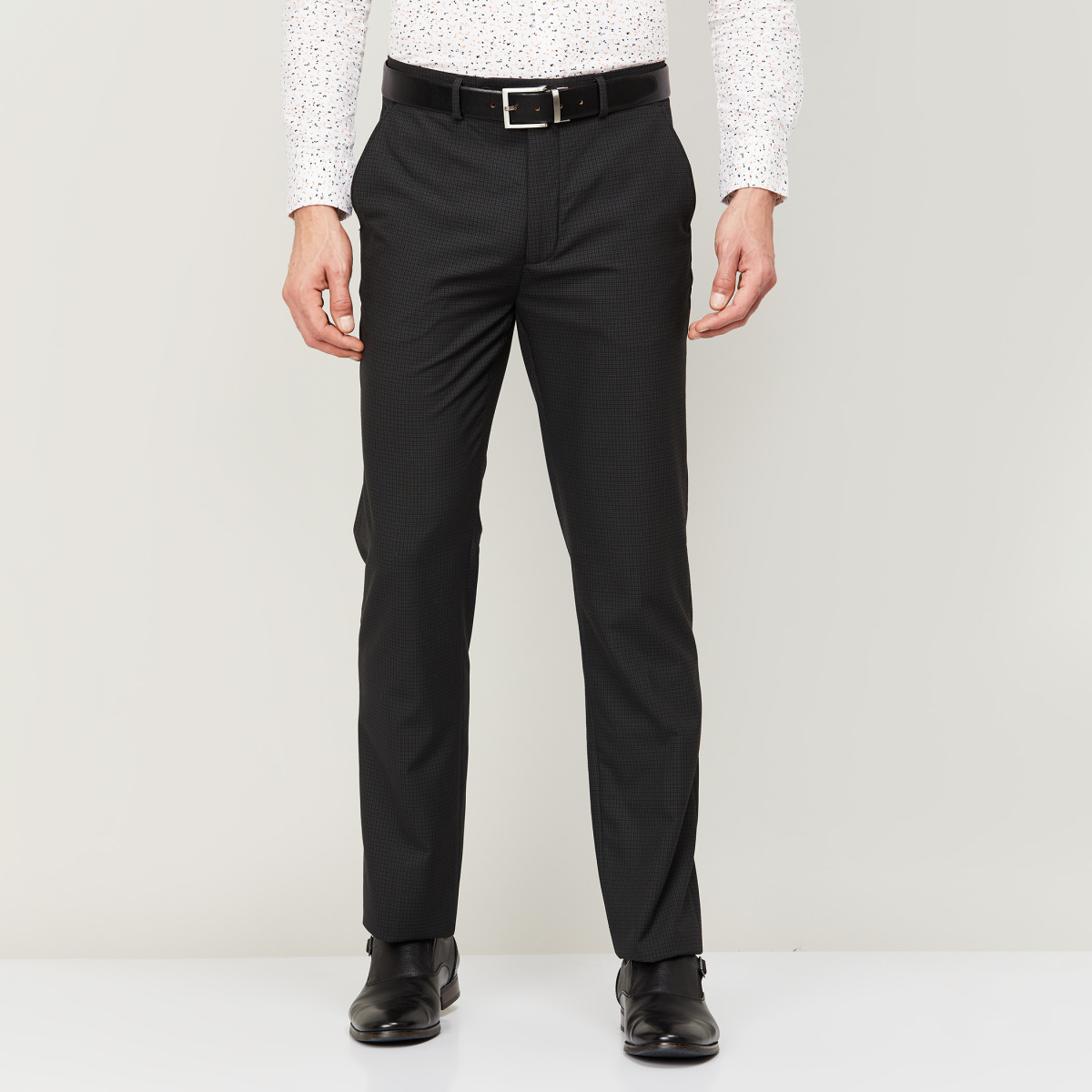 Buy Men Navy Check Slim Fit Formal Trousers Online - 790300 | Peter England