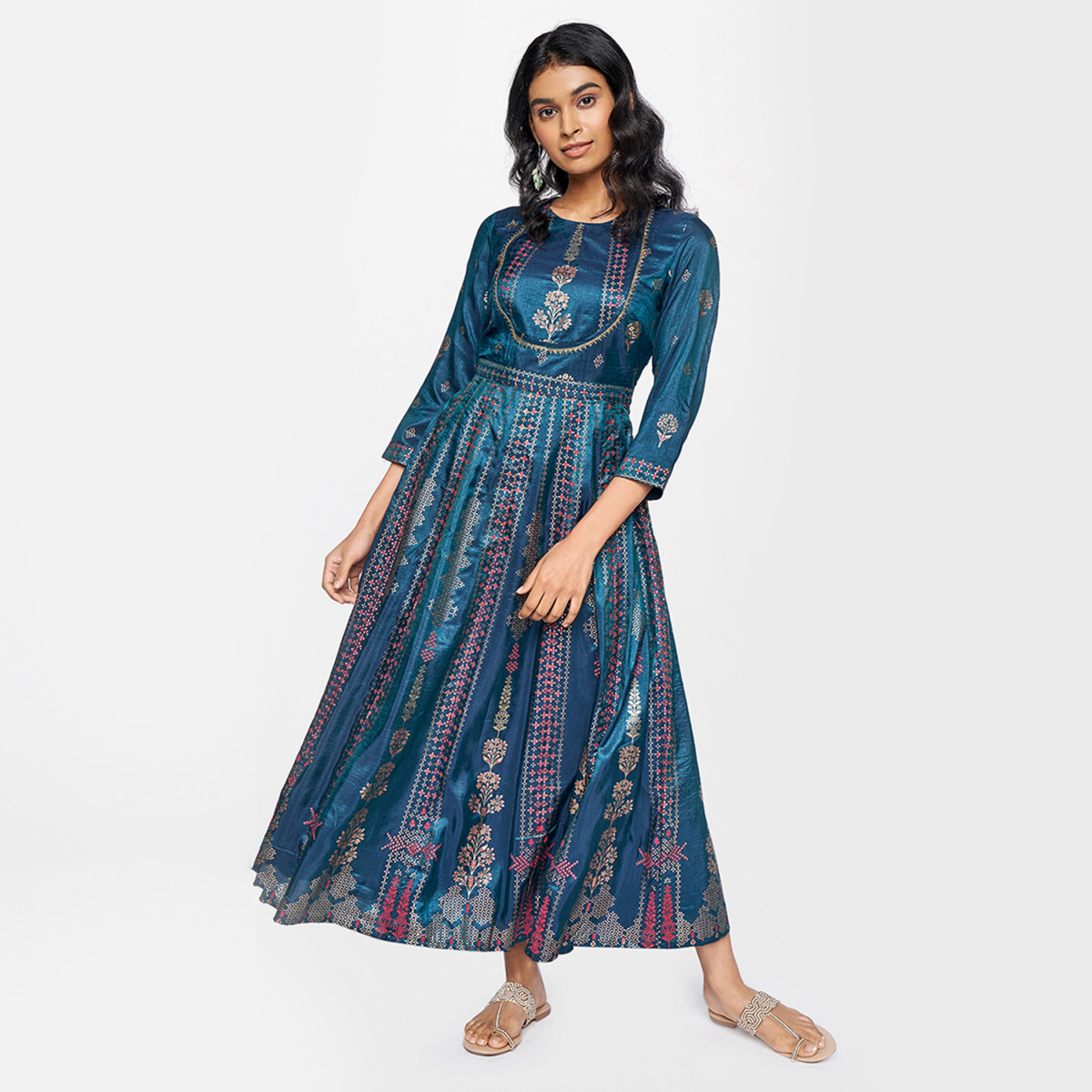 GLOBAL DESI Women Printed Ethnic Maxi Dress