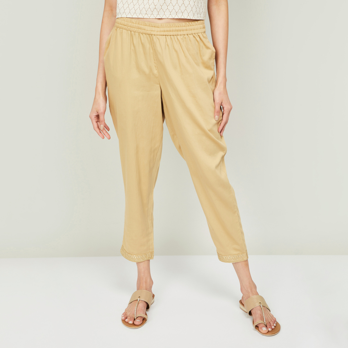 BOSS  Slimfit cropped trousers in performancestretch jersey