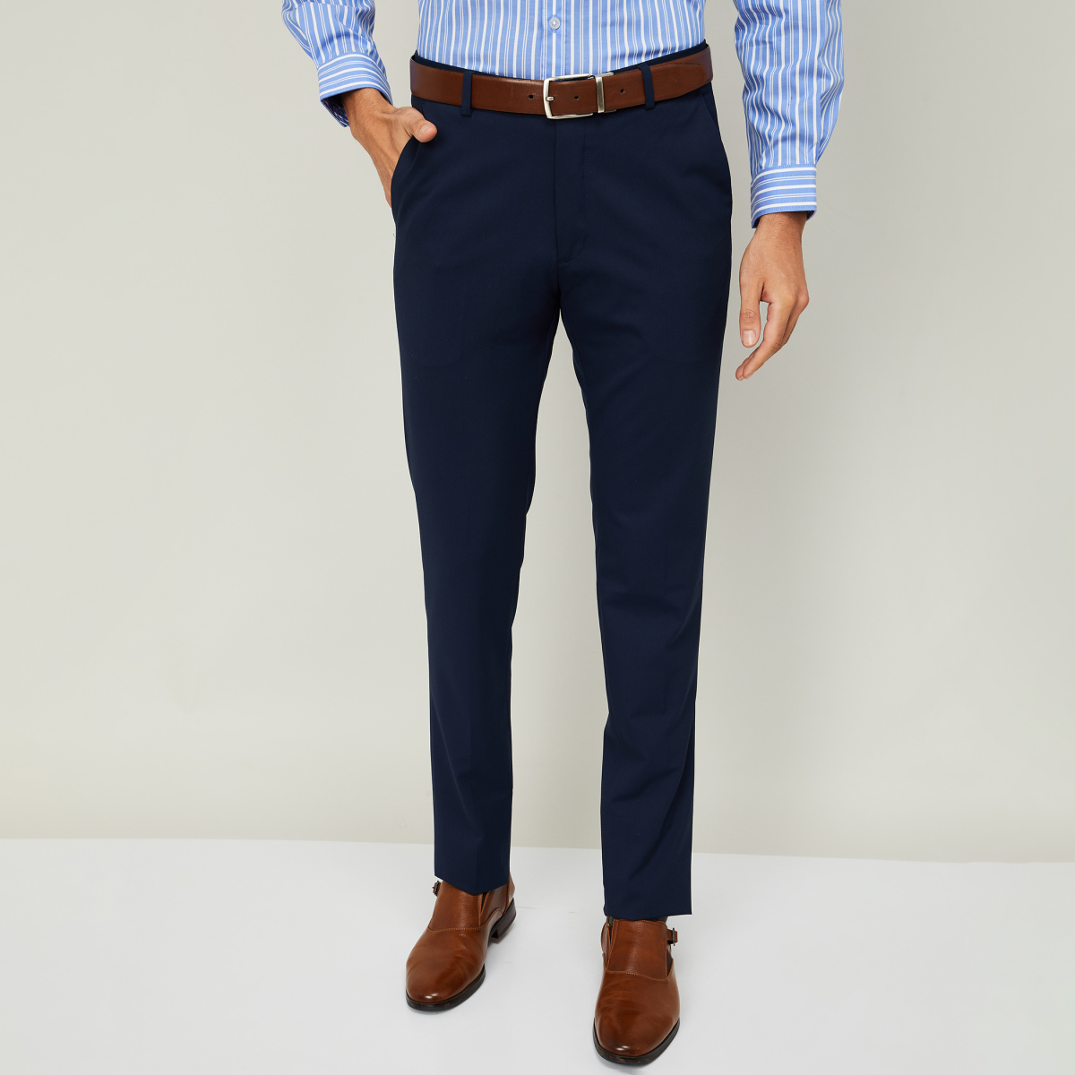 Dark Blue Formal Trouser for Men  Solid  Polywool Super Slim Fit   JadeBlue  JadeBlue Lifestyle