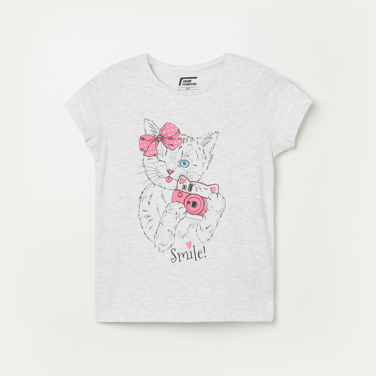 FAME FOREVER YOUNG Girls Graphic Print Round Neck T-shirt