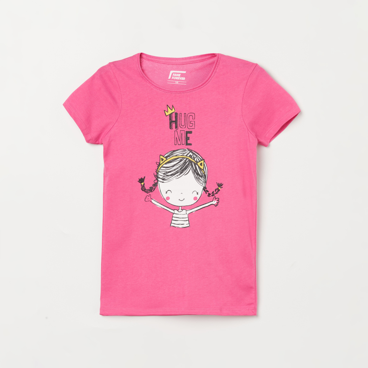 FAME FOREVER KIDS Girls Printed Round Neck T-shirt