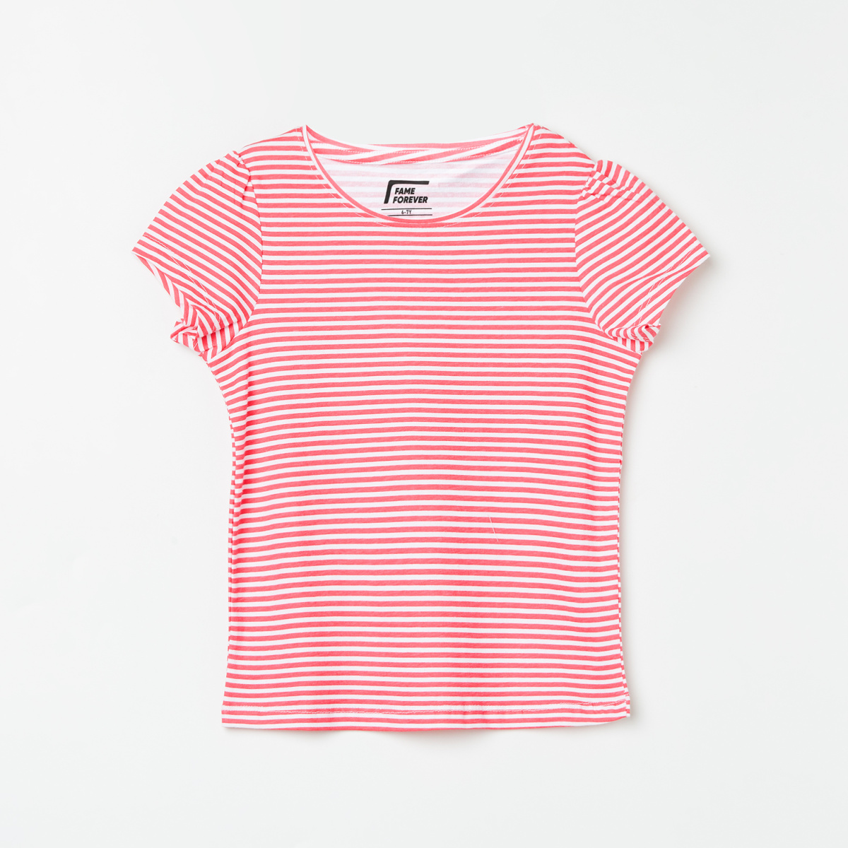 FAME FOREVER KIDS Girls Striped Round Neck T-shirt