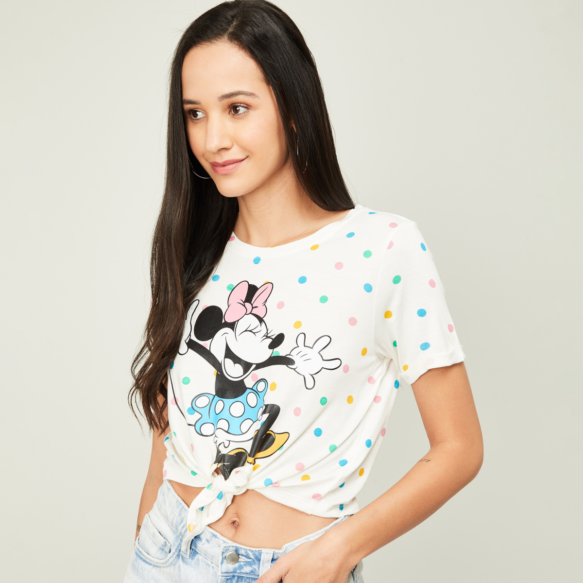 GINGER Women Mickey Mouse Print Round Neck Top