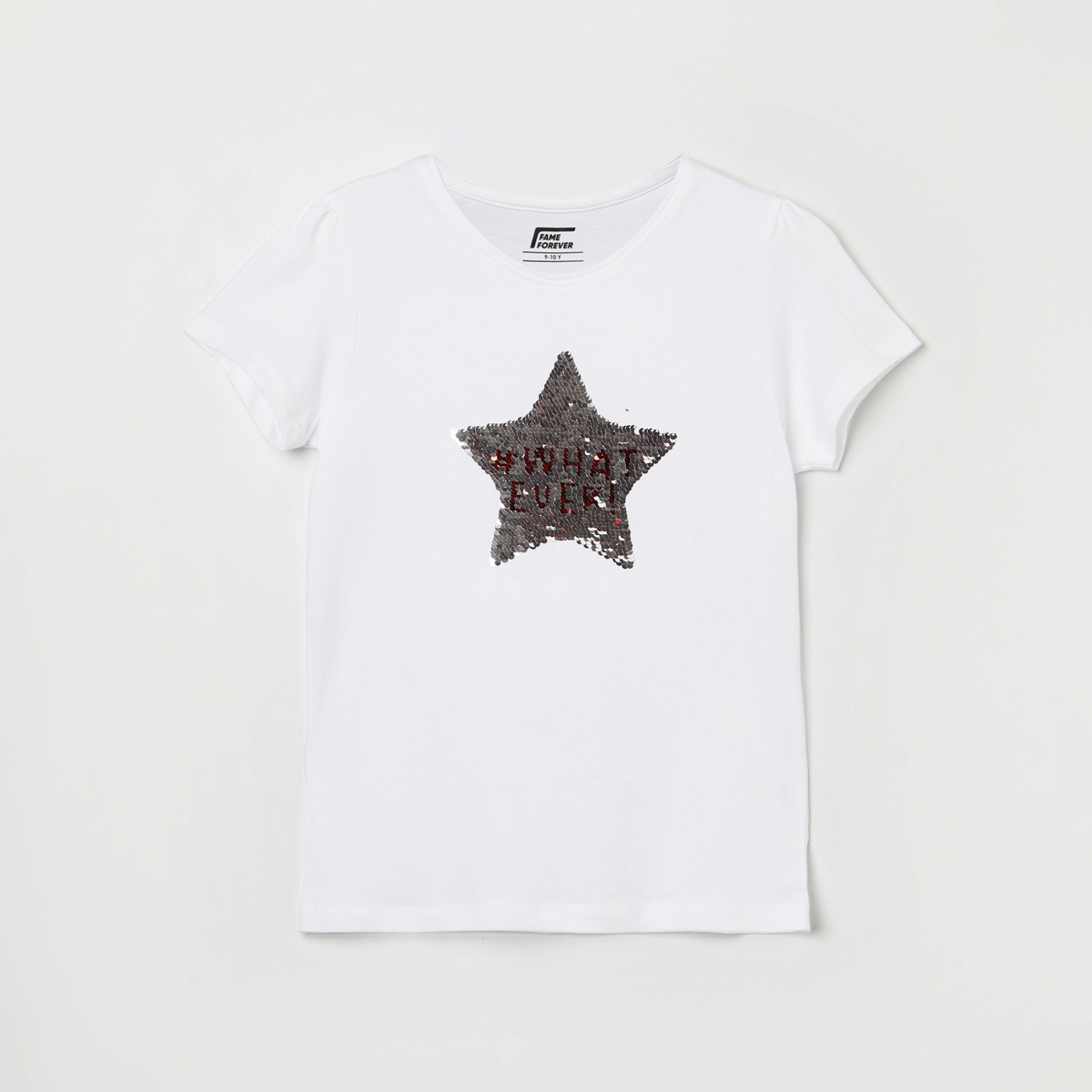 FAME FOREVER YOUNG Girls Embellished Round Neck T-shirt