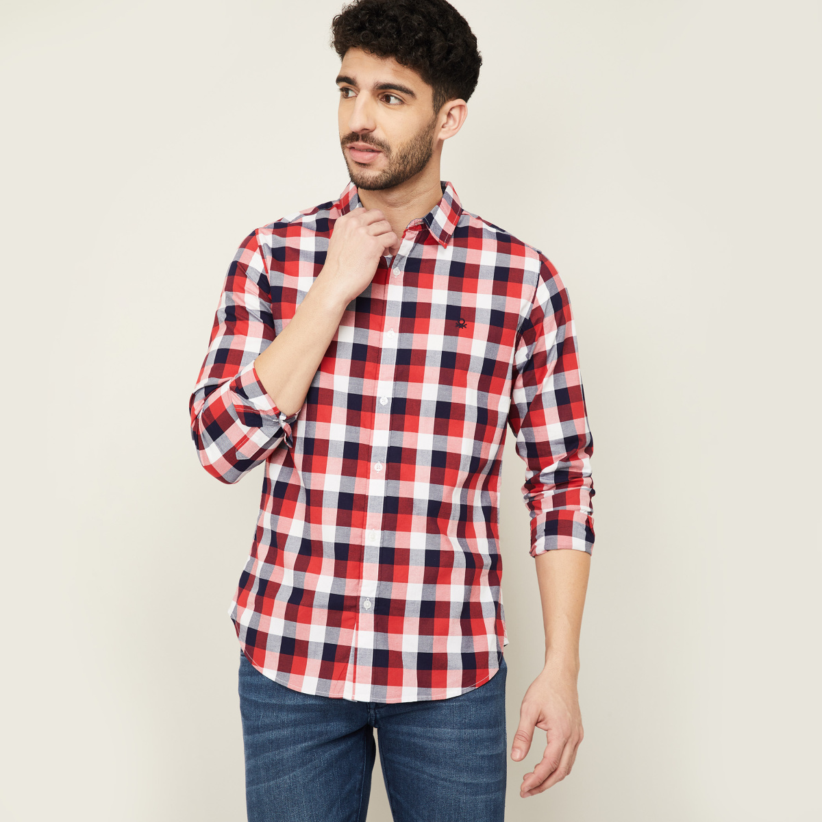 UNITED COLORS OF BENETTON Men Checked Slim Casual Shirt