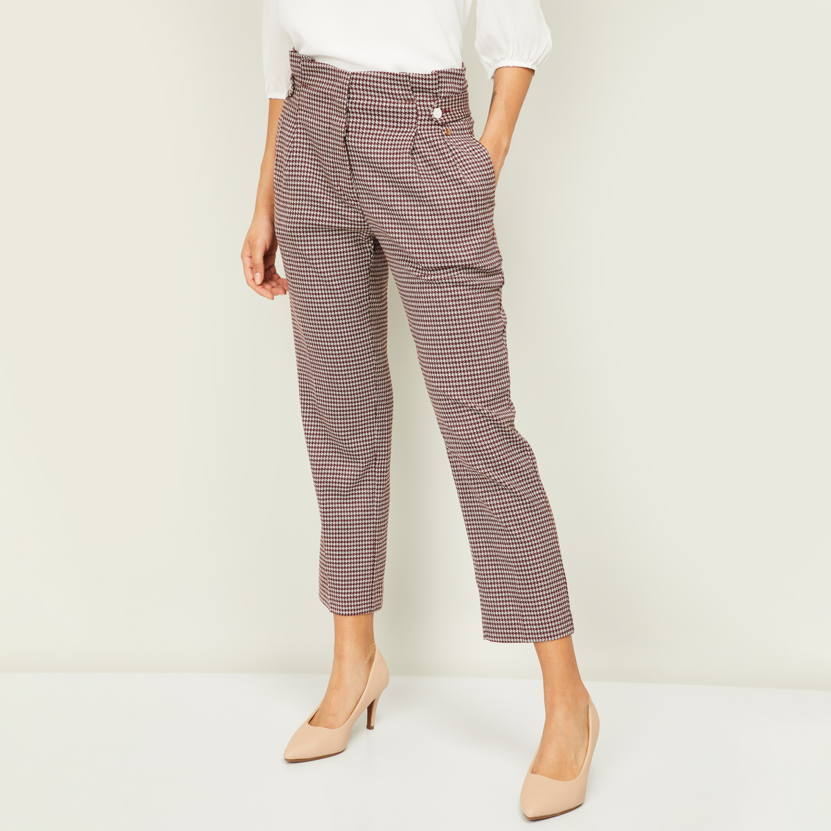 Only & Sons slim fit cropped check trousers in grey | ASOS