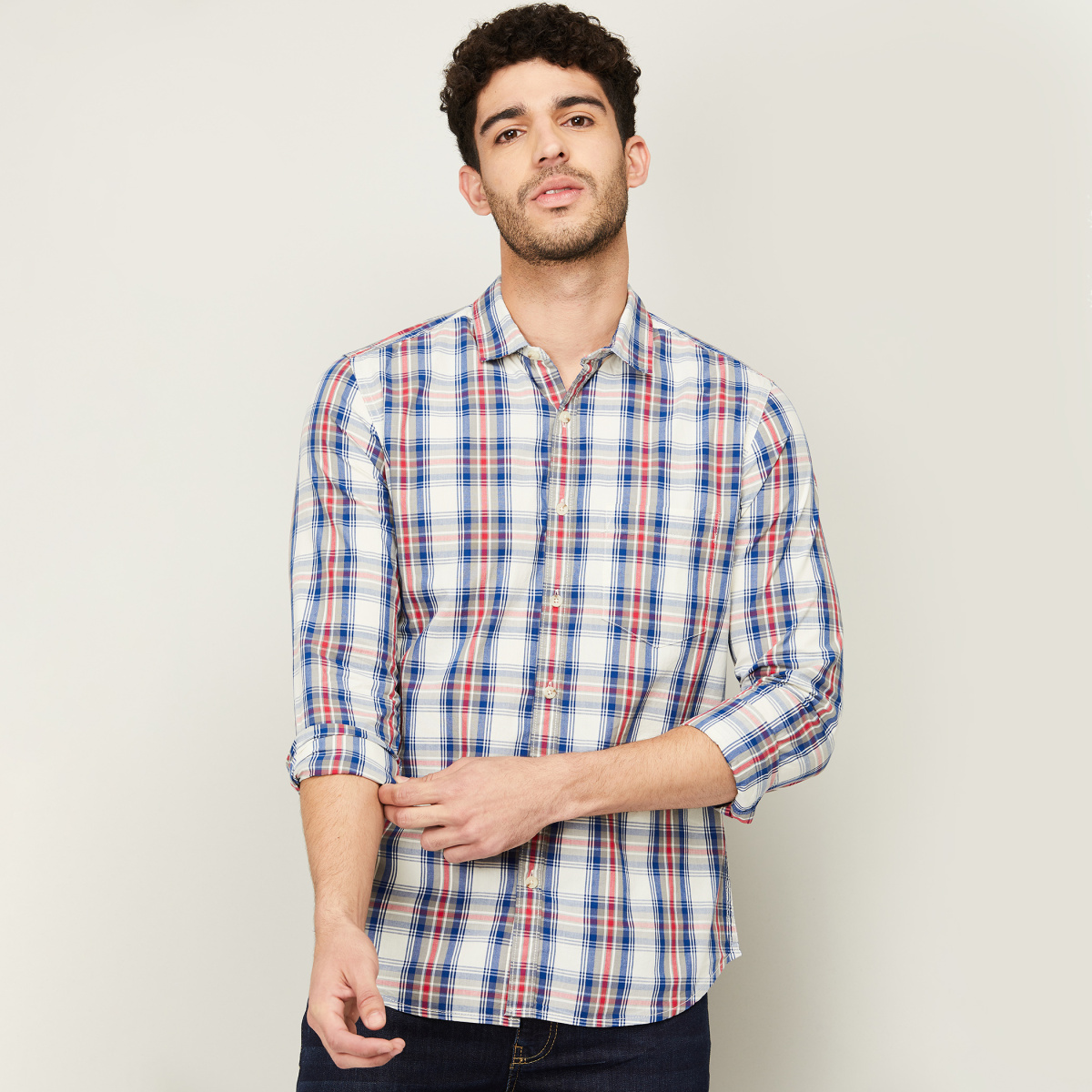 FORCA Men Checked Slim Fit Casual Shirt