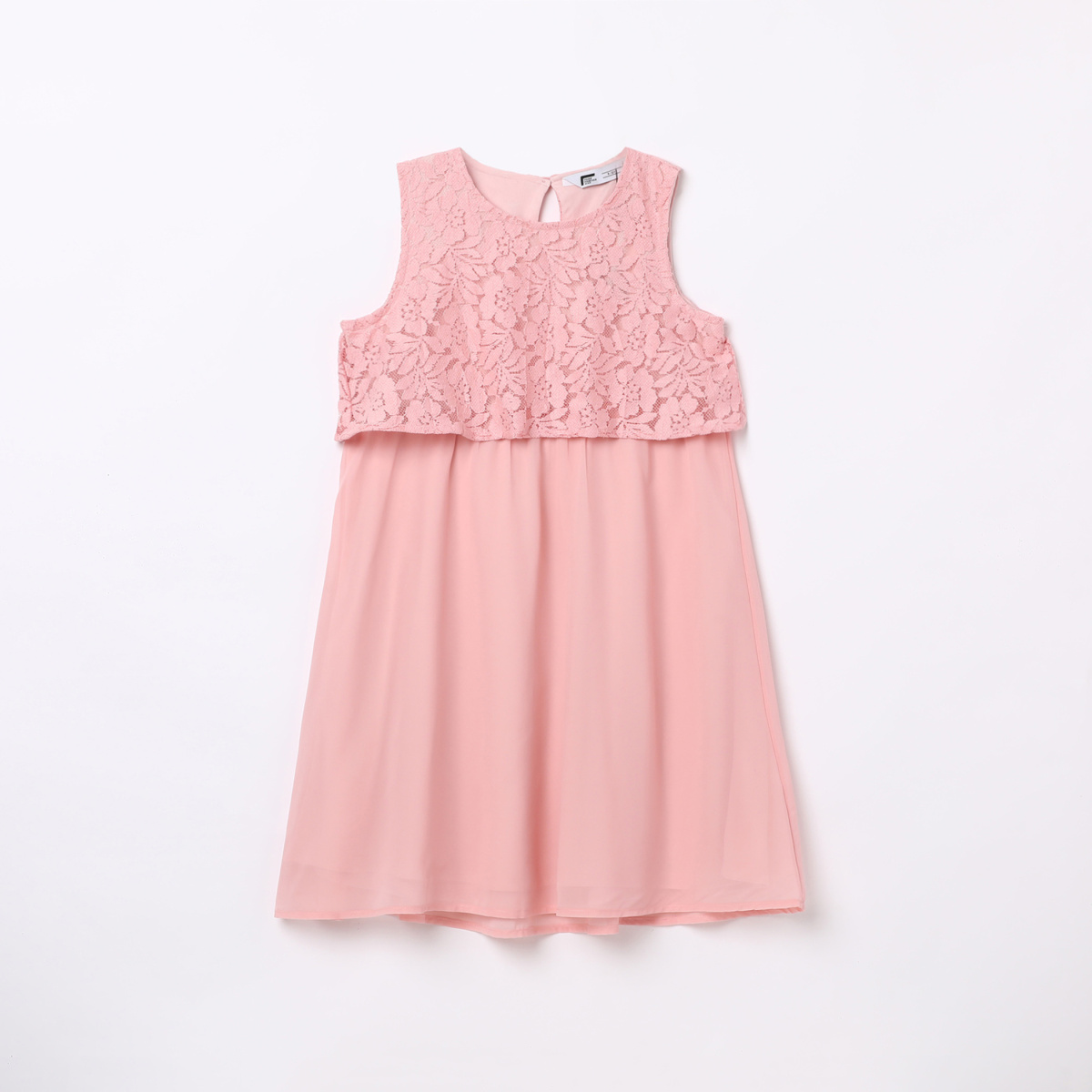 FAME FOREVER YOUNG Girls Textured Lace-Detail A-line Dress
