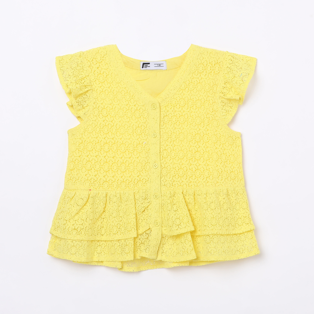 FAME FOREVER KIDS Girls Schiffli Embroidered Woven Top