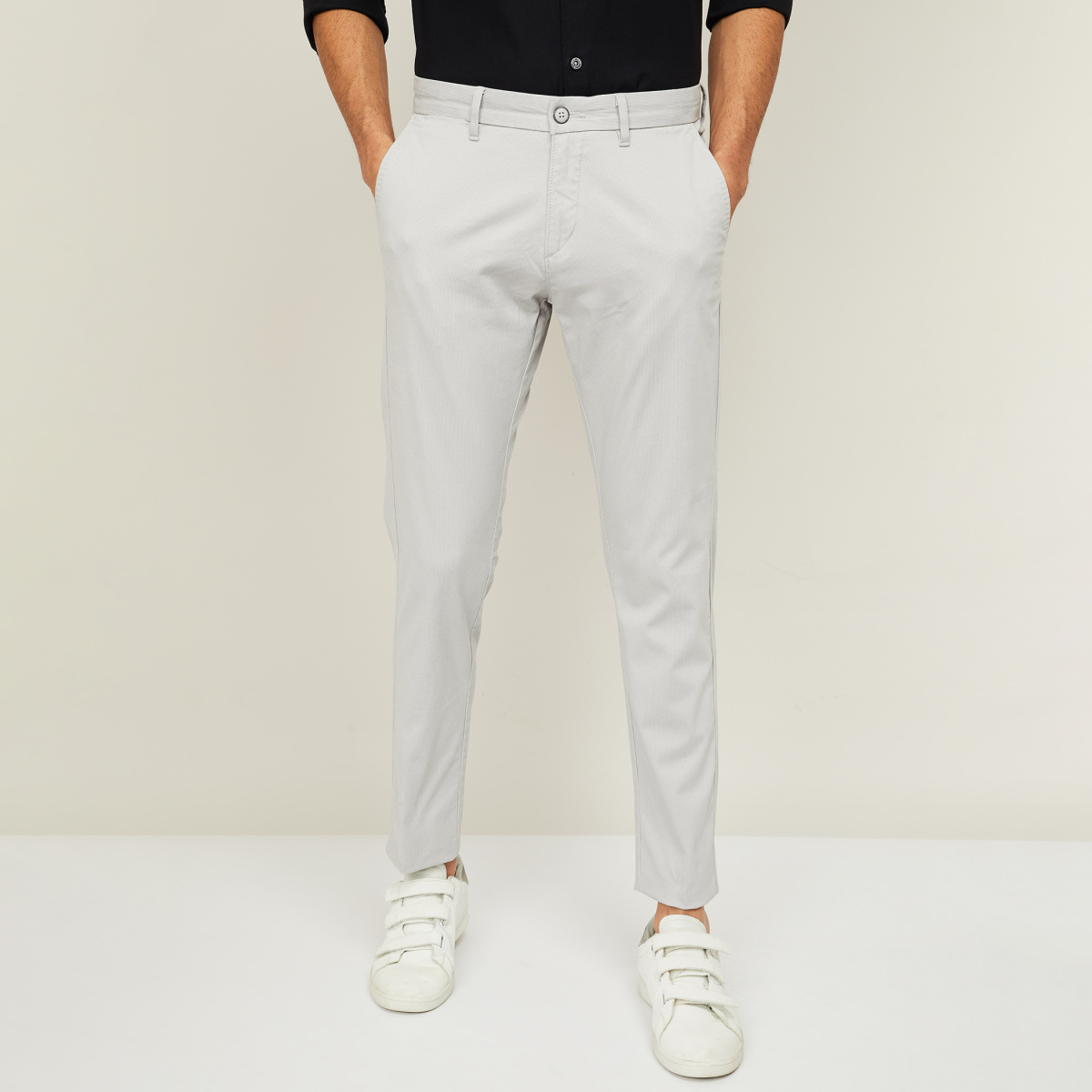 US POLO ASSN Men Solid Slim Tapered Fit Smart Casual Trousers   Lifestyle Stores  Sector 4C  Ghaziabad