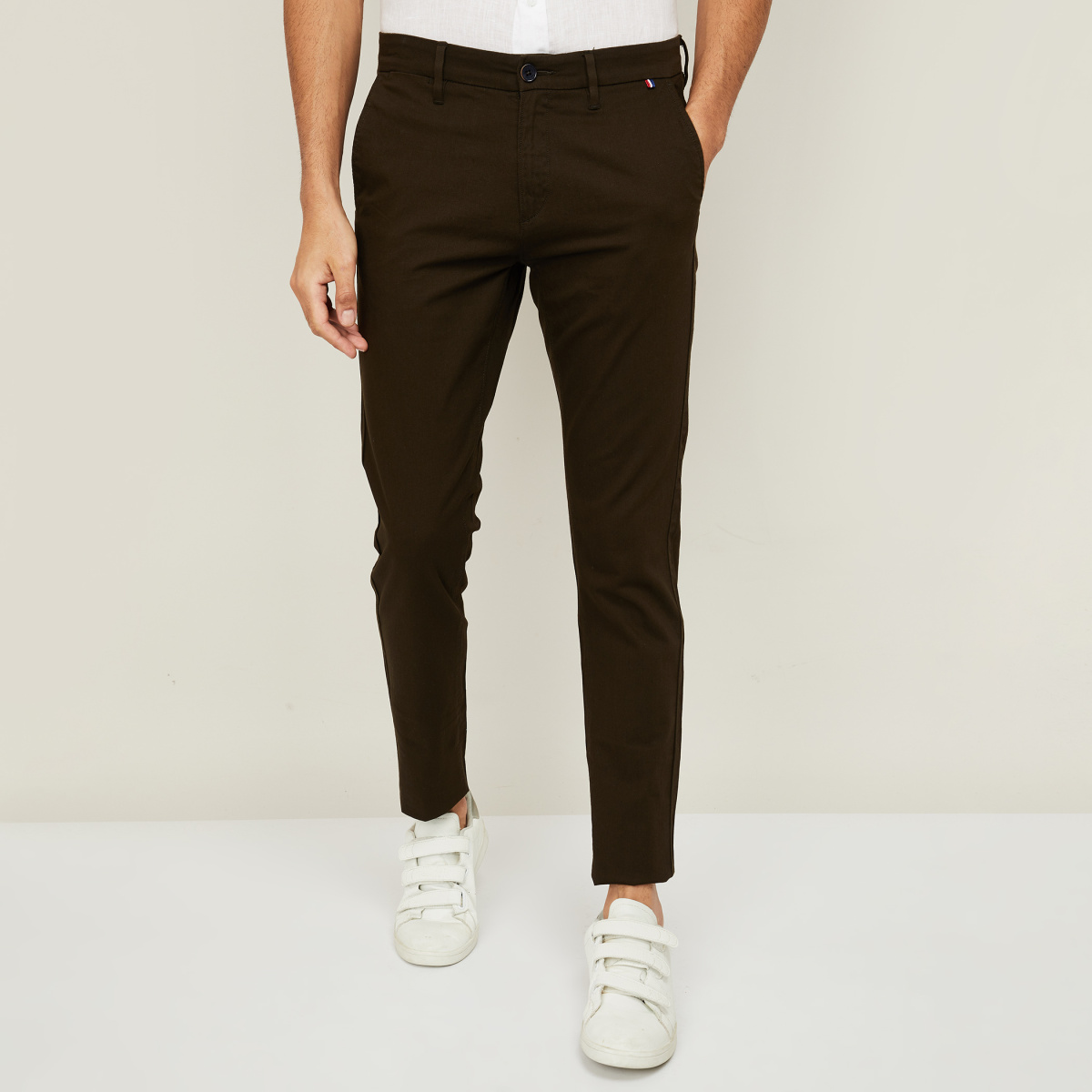 Buy Men Brown Comfort Slim Fit Solid Smart Casual Trousers online   Looksgudin