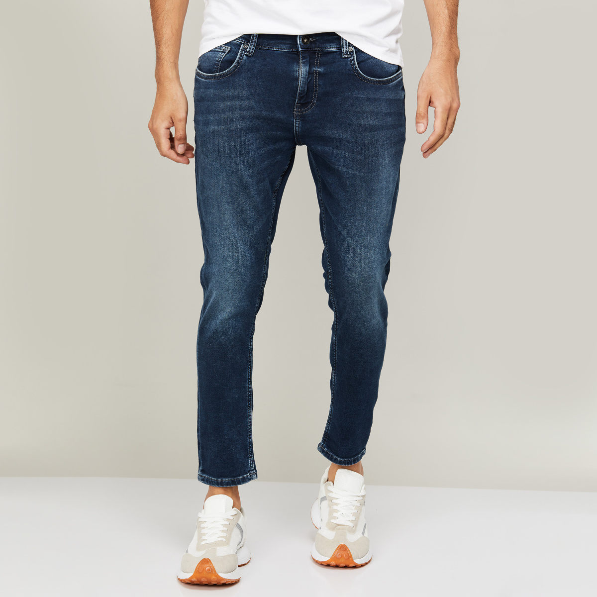 CELIO Men Light-Washed Skinny-Fit Jeans