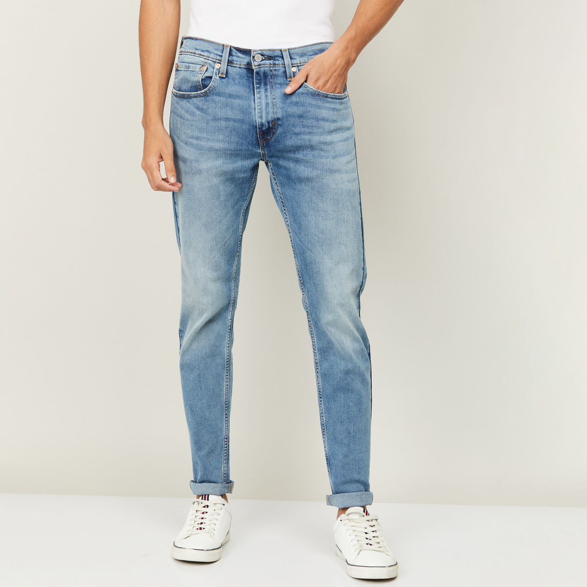 LEVI'S Men Stonewashed Slim Tapered Fit Jeans