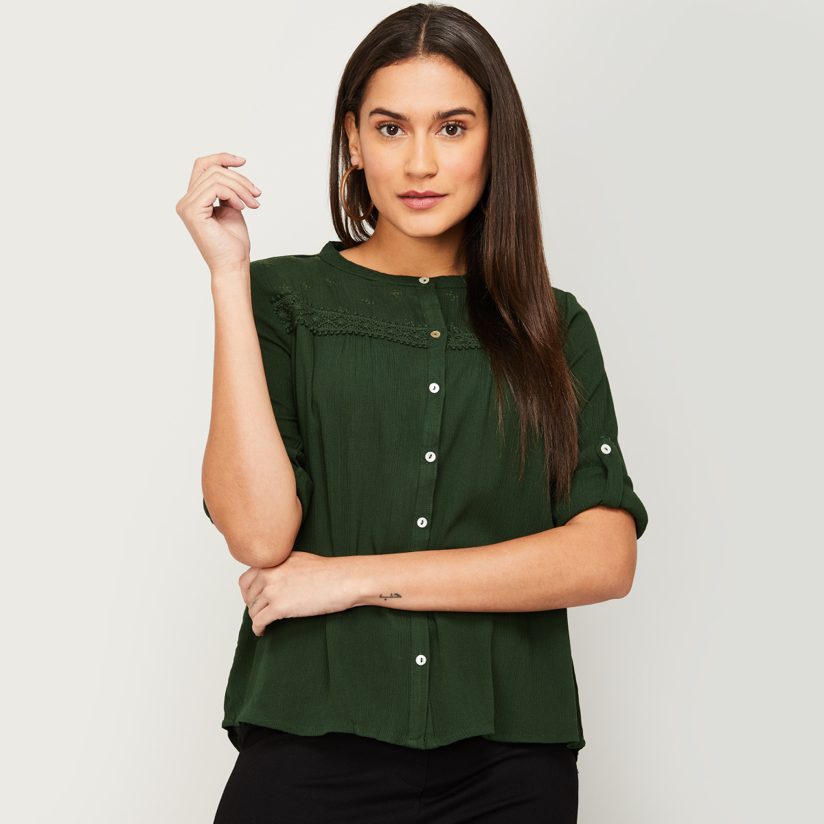 FAME FOREVER Women Embroidered Shirt Style Top