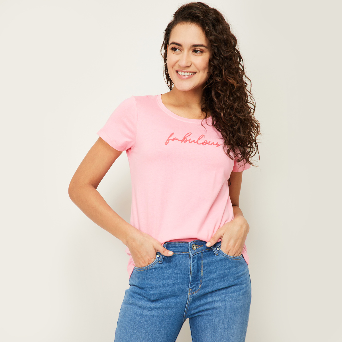 FAME FOREVER Women Printed Round Neck T-shirt