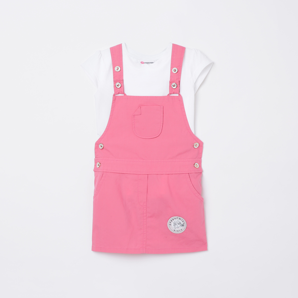 PEPPERMINT Girls Printed Dungaree With Top