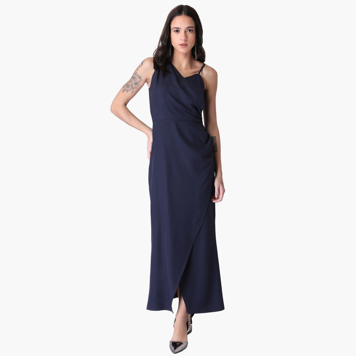 Buy FABALLEY White Floral V Neck Georgette Womens Maxi Dress | Shoppers Stop