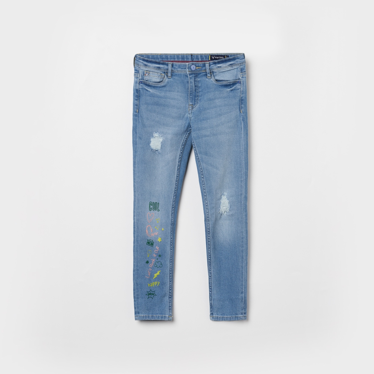 ALLEN SOLLY Boys Printed Skinny Fit Jeans