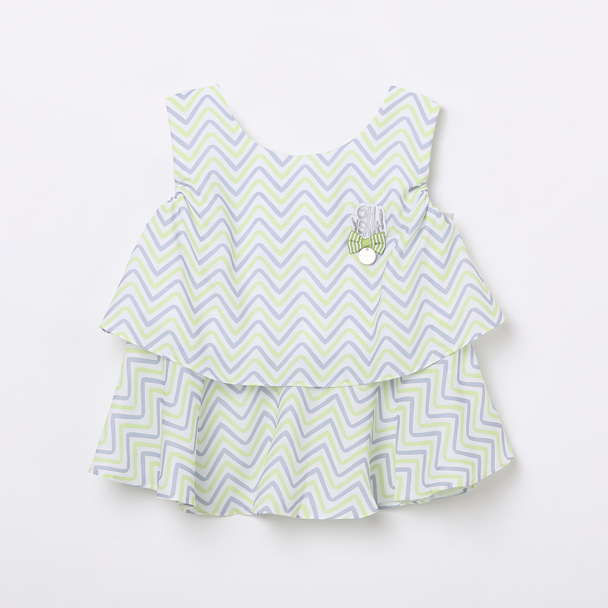 PEPPERMINT Girls Striped Woven Layered Top