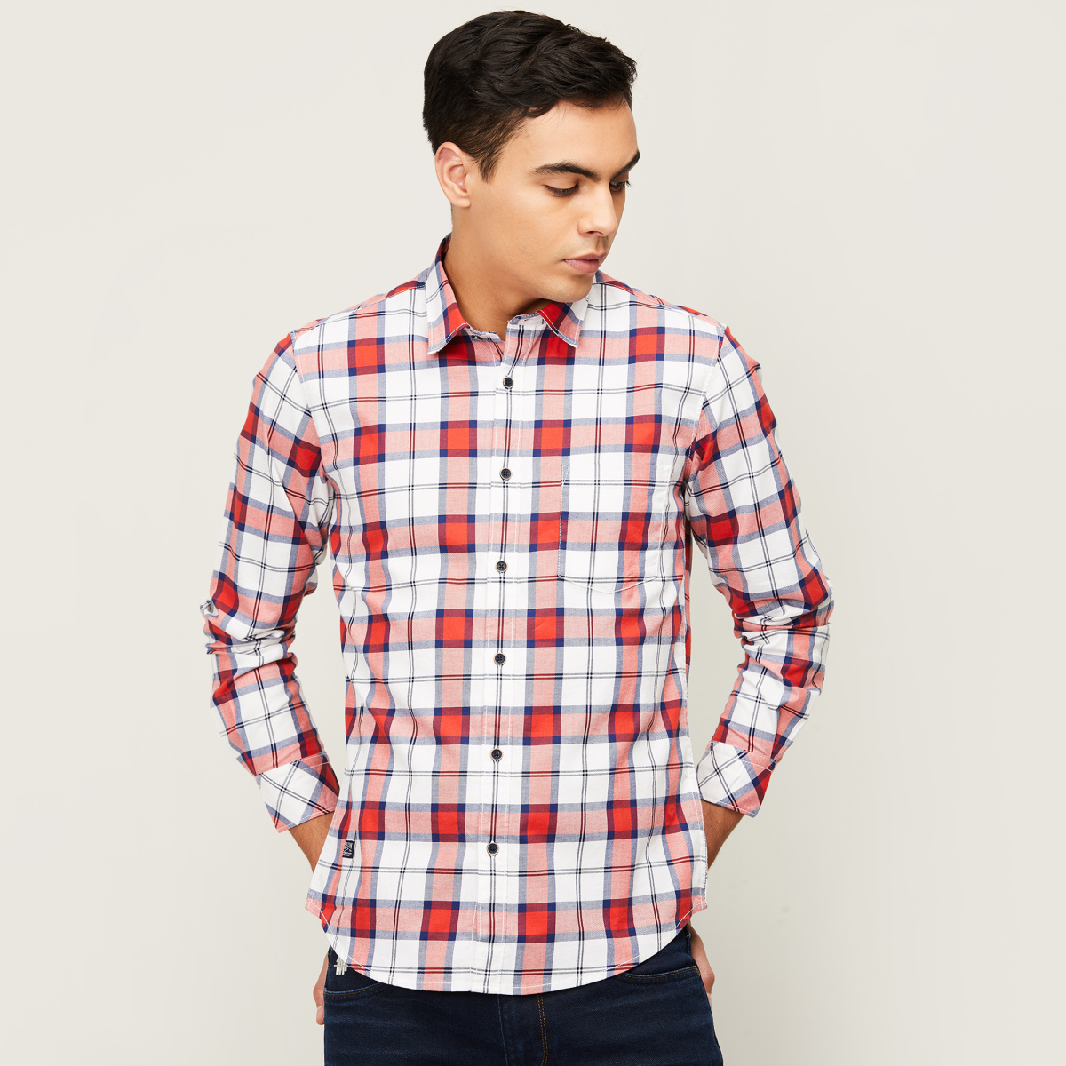 PEPE JEANS Men Checked Spread Collar Casual Shirt