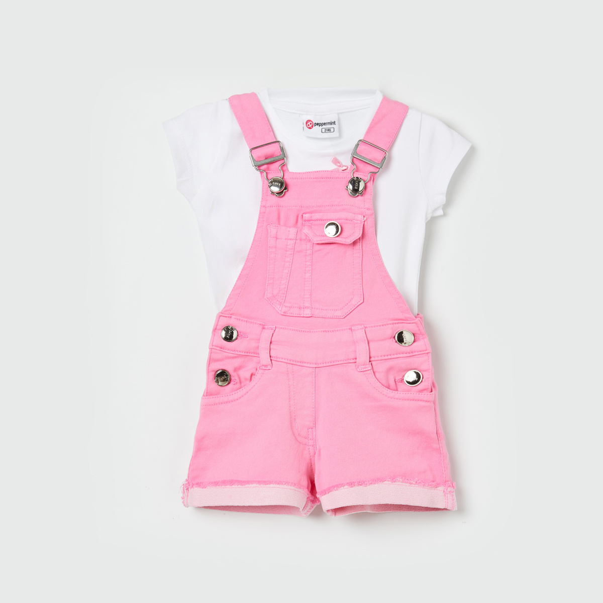 PEPPERMINT Girls Embellished Dungaree with T-shirt