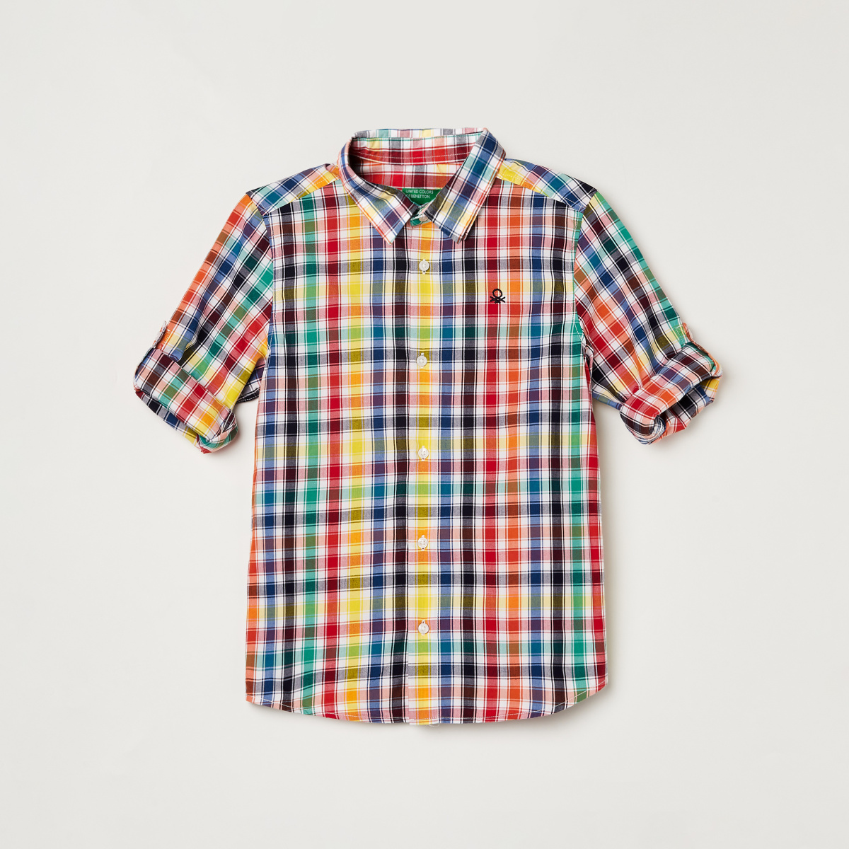 UNITED COLORS OF BENETTON Boys Checked Regular Fit Casual Shirt